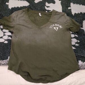 Women’s V-Neck Tee - Olive Green Title Boxing